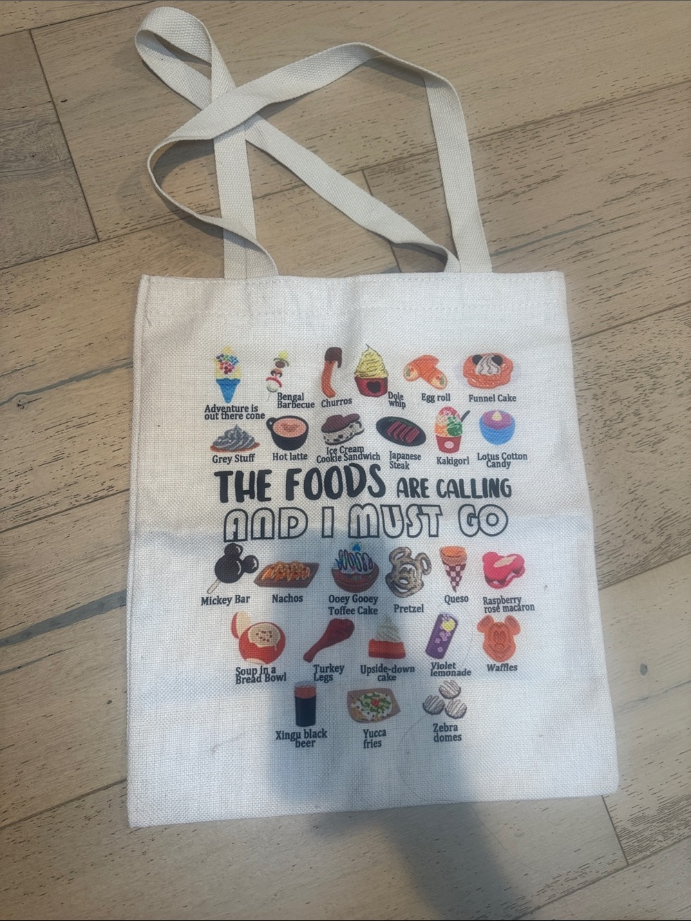 Disney Food Snacks Graphic Tote Bag Mickey Mouse  World Disney Land Dole Whip